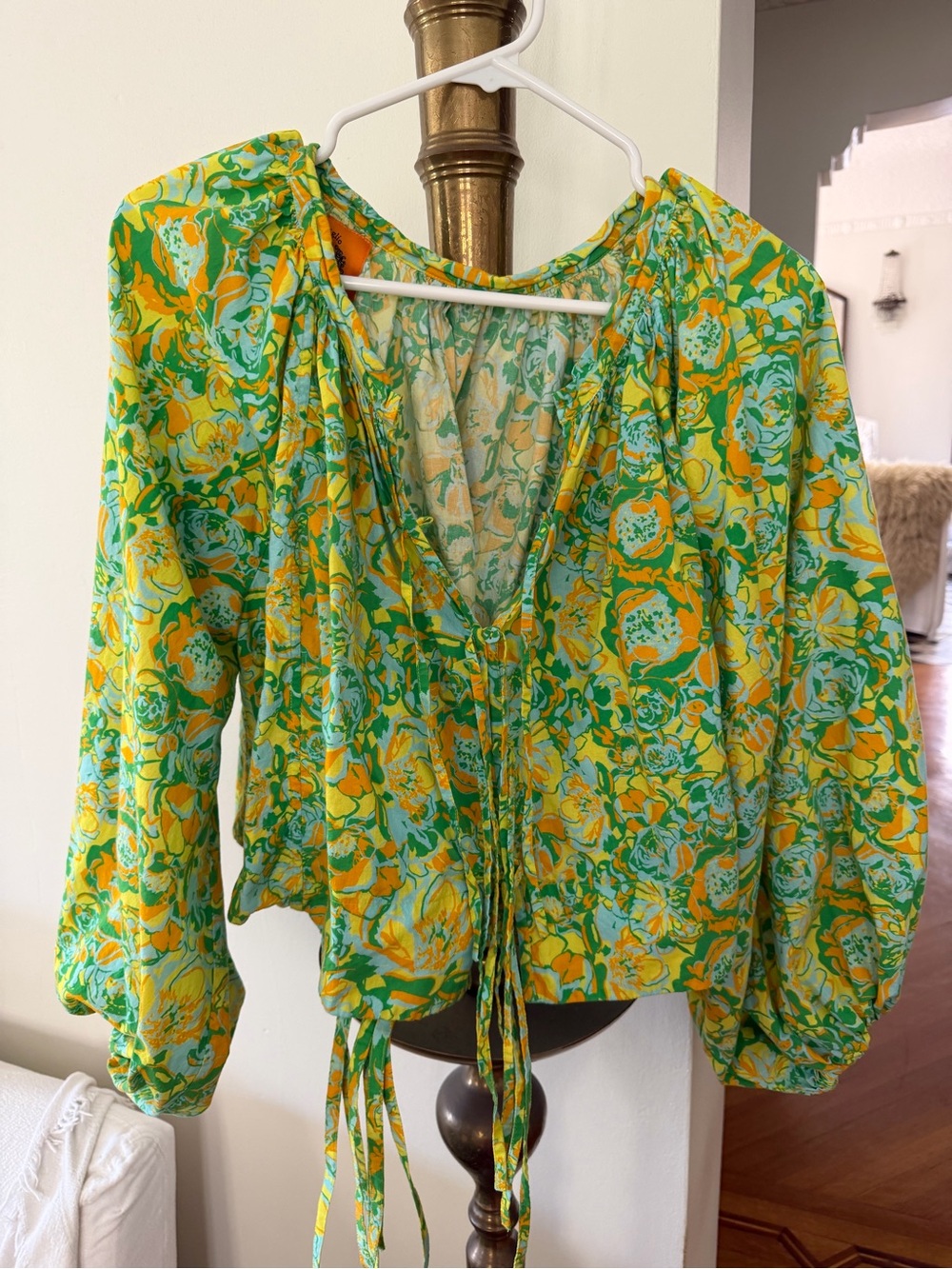 Coniglio Palm Beach “SET” Floral Cotton Gauze Ruffle Pareo Dress in Lime Green💚 - Picture 8 of 12